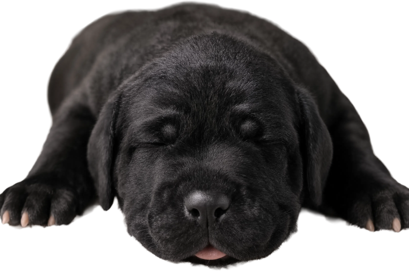 Newborn black Cane Corso puppy, days old